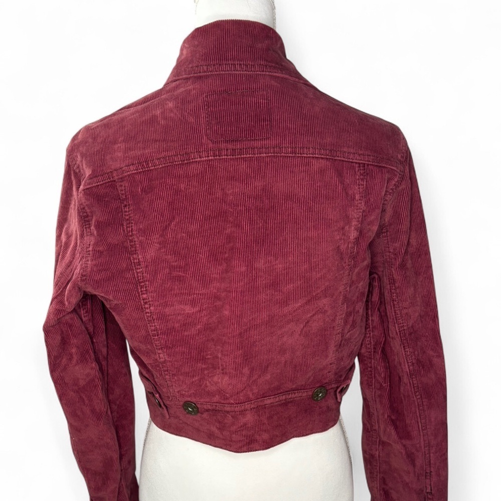 Y2K Levi’s Burgundy Corduroy Cropped Trucker Jacket Women’s - Picture 2 of 7